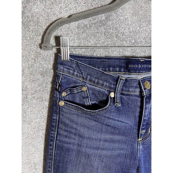 Rock & Republic Berlin Skinny‎ Jeans Womens Size 6 Stretch Blue Denim Pockets - Picture 6 of 12